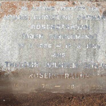 ROSENSTRAUCH Theodor Wilhelm August 1879-1939 &amp; Louise Christine Catherine ZIMMERMANN 1886-1935