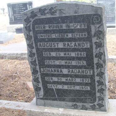 RADANT August 1862-1913 &amp; Johanna 1872-1951