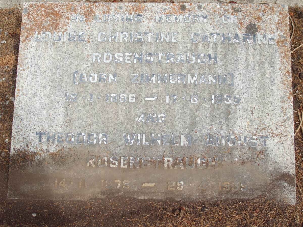 ROSENSTRAUCH Theodor Wilhelm August 1879-1939 &amp; Louise Christine Catherine ZIMMERMANN 1886-1935