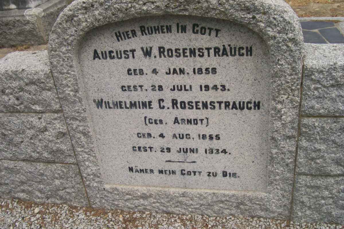 ROSENSTRAUCH August W. 1856-1943 &amp; Wilhemine C. ARNDT 1855-1934