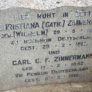 ZIMMERMANN Carl C.F. 1842-1912 &amp; Christiana WILHELM 1845-1892