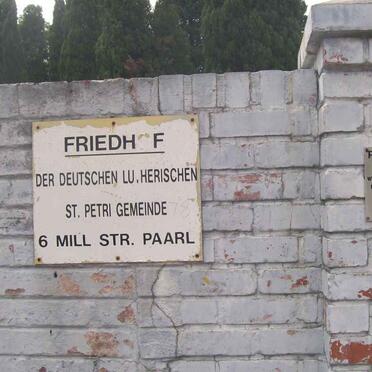 2. Friedhof cemetery, 6 Mill street, Paarl