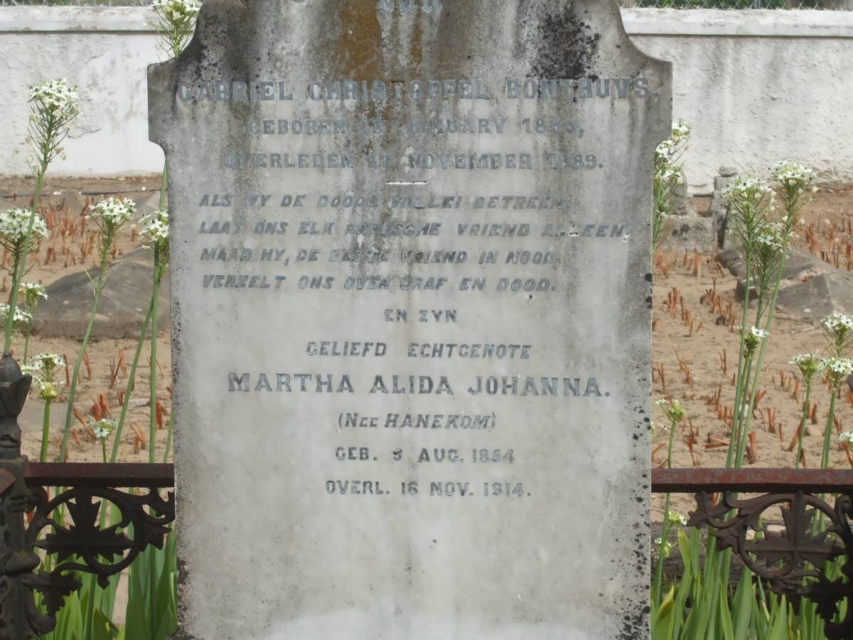 BONTHUYS Gabriel Christoffel 18??-1889 &amp; Martha Alida Johanna HANEKOM 1854-1914