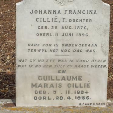 CILLIE Guillaume Marais 1884-1936 :: CILLIE Johanna Francina F. 1876-1896