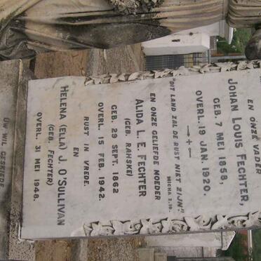 FECHTER Johan Louis 1858-1920 &amp; Alida L.E. RAHSKE 1862-1942 :: O'SULLIVAN Helena J. nee FECHTER -1948