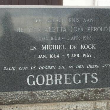 GOBREGTS Michiel de Kock 1864-1967 &amp; Helena Aletta PEROLD 1868-1962