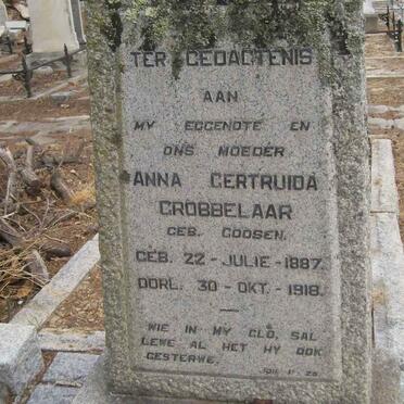 GROBBELAAR Anna Gertruida nee GOOSEN 1887-1918
