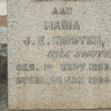KIRSTEN Maria J.E. nee SMUTS 1883-1924