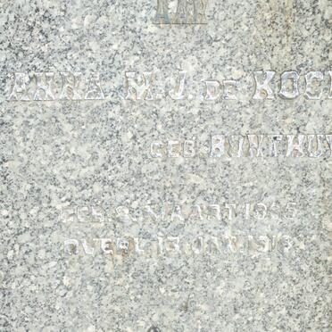KOCK Anna M.J., de nee BONTHUYS 1885-1919