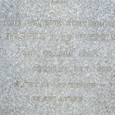 PLESSIS Hester J., du 1852-1908
