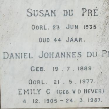 PRÉ Daniel Johannes, du 1889-1977 &amp; Emily C. VD HEEVER 1905-1987