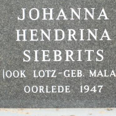 SIEBRITS Johanna Hendrina formerly LOTZ nee MALAN -1947