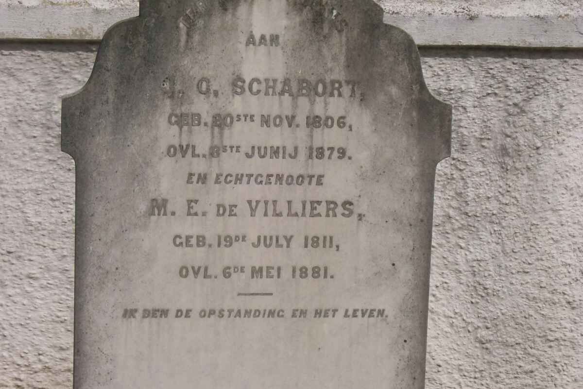 SCHABORT J.G. 1806-1879 &amp; M.E. DE VILLIERS 1811-1881