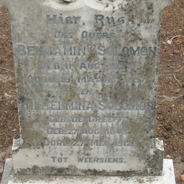 SOLOMON Benjamin 1833-1897 &amp; Wilhelmina DE GREEFF 1843-1912