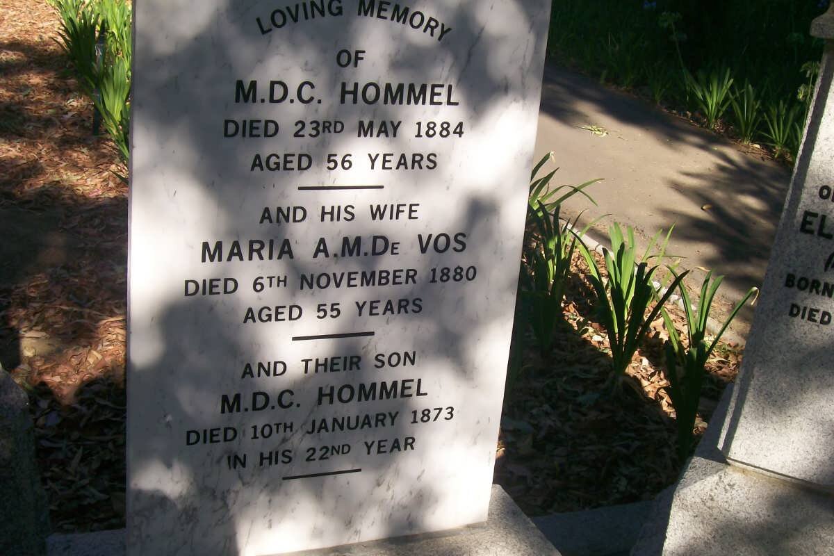 HOMMEL M.D.C. -1884 &amp; Maria A.M. DE VOS -1880 :: HOMMEL M.D.C. -1873
