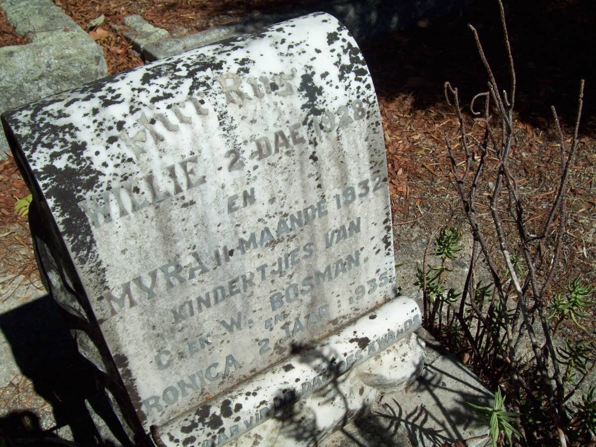 BOSMAN Willie -1928 :: BOSMAN Myra -1932 :: BOSMAN Ronica -1935