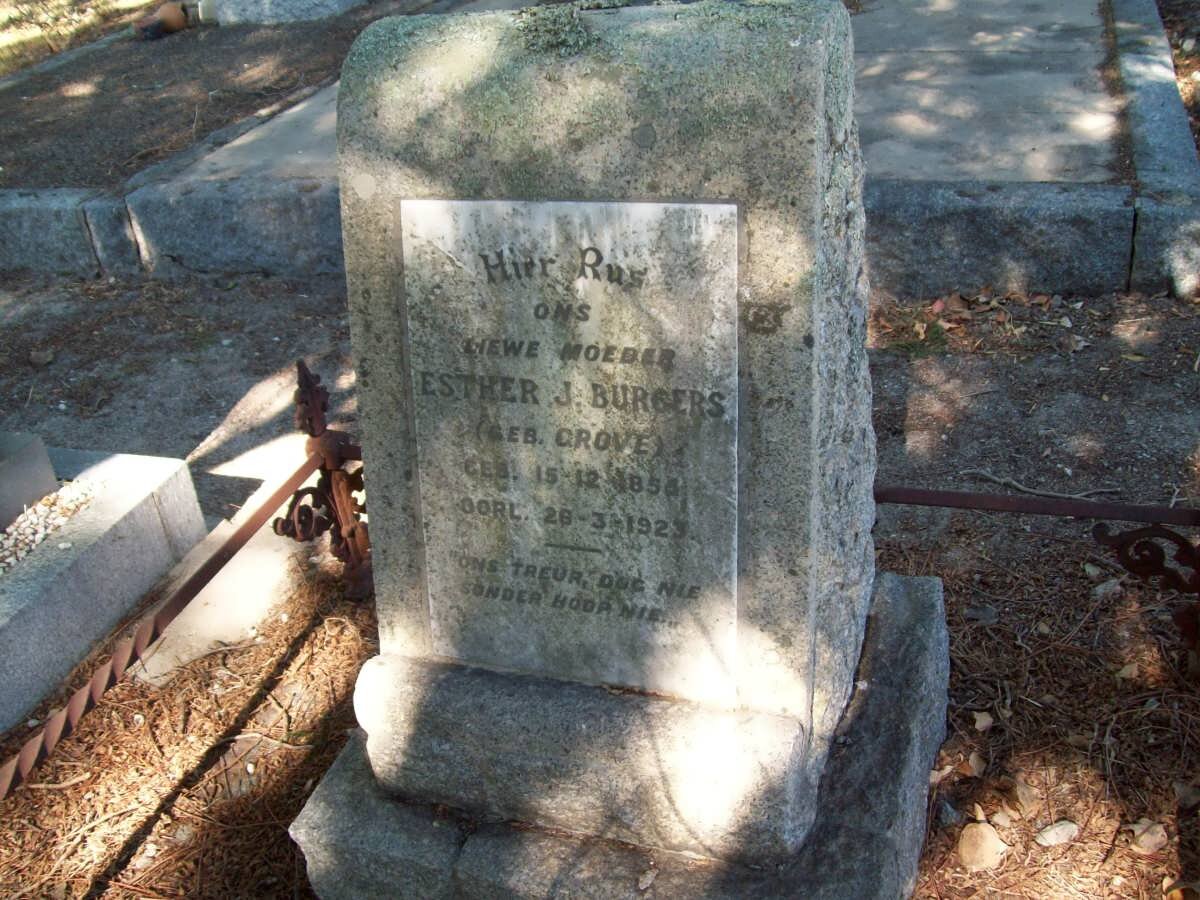 BURGERS Esther J. nee GROVE 1856-1923