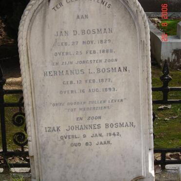 BOSMAN Jan D. 1829-1888 :: BOSMAN Hermanus L. 1877-1893 :: BOSMAN Izak Johannes -1942