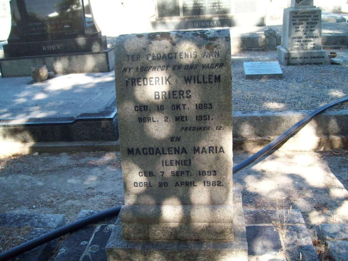 BRIERS Frederik Willem 1863-1951 &amp; Magdalena Maria 1893-1982