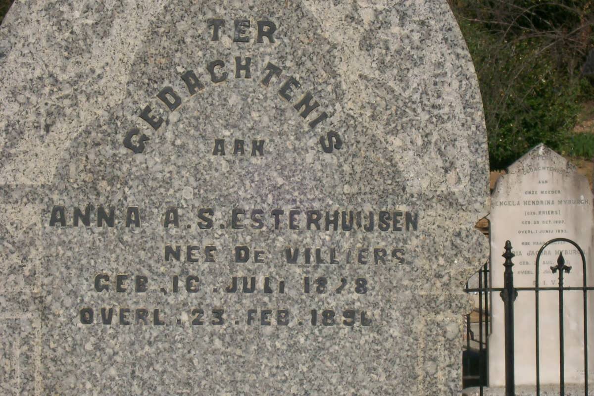ESTERHUIJSEN Anna A.S. nee DE VILLIERS 18?8-1896