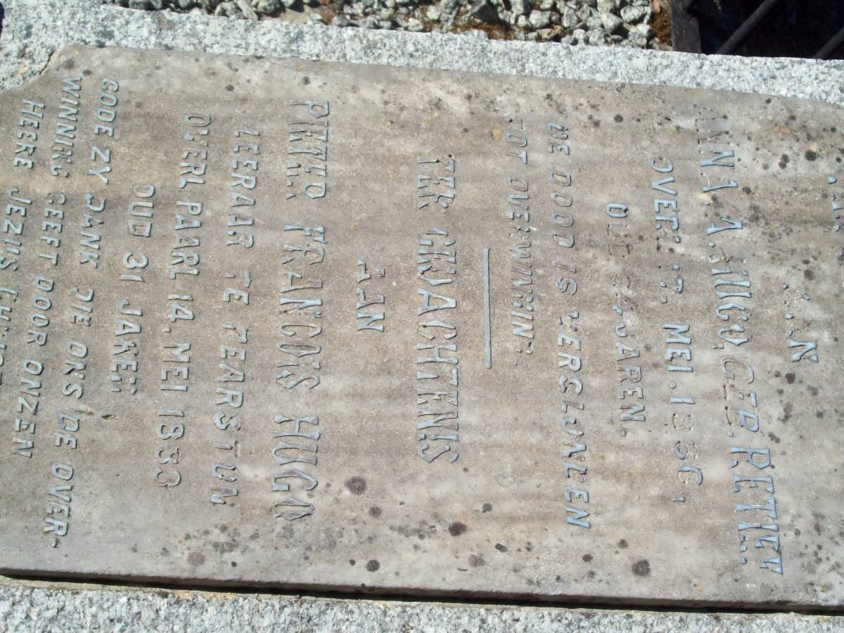 HUGO Pieter Francois 1883- &amp; Anna A. RETIEF -1886