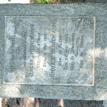 HEINEMANN Jacob 1859-1910 &amp; Anna E. DE KLERK 1862-1936