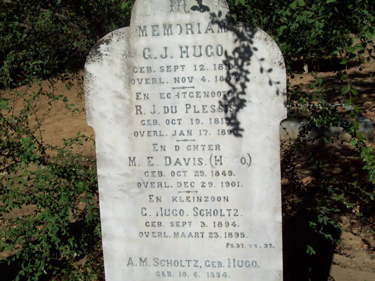 HUGO G.J. 1819-1894 &amp; R.J. DU PLESSIS 1819-1898