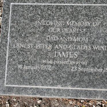 JAMES Ernest Peter -1972 &amp; Gladys Winifred -1979