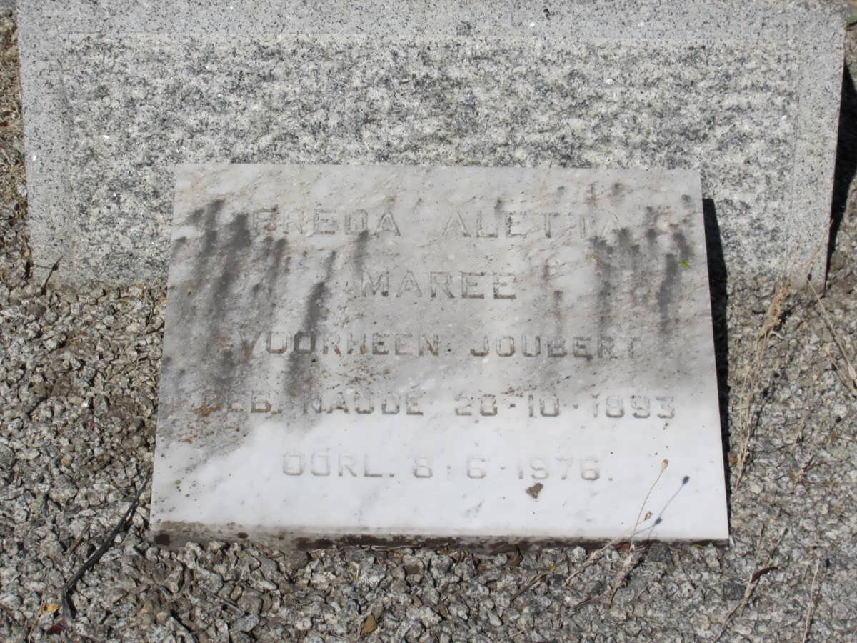 MAREE Freda Aletta formerly JOUBERT, nee NAUDE 1893-1976