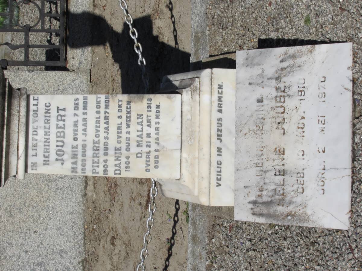 JOUBERT Pierre -1904 :: JOUBERT Manie -1903 :: JOUBERT Danie -1904 :: JOUBERT Helene 1910-1970 :: JOUBERT D. Malan -1918