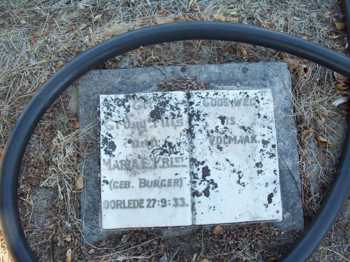 KRIEL Maria nee BURGER -1933