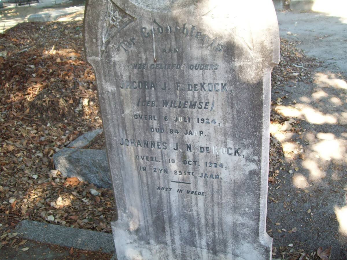 KOCK Johannes J., de -1924 &amp; Jacoba J.F. WILLEMSE -1924