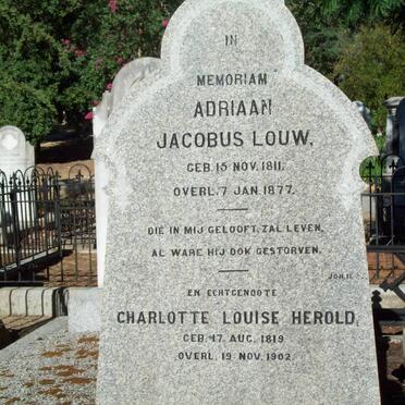 LOUW Adriaan Jacobus 1811-1877 &amp; Charlotte Louise HEROLD 1819-1902