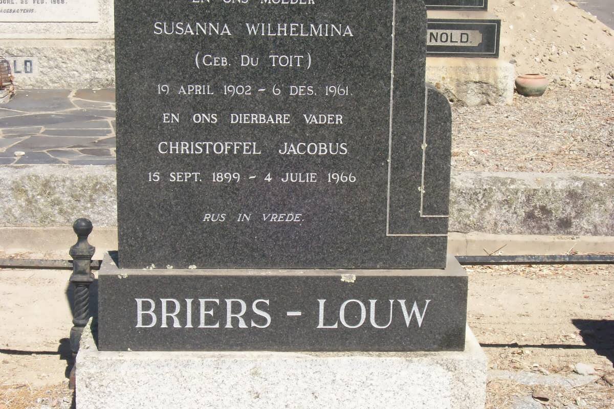 LOUW Christoffel Jacobus, Briers 1899-1966 &amp; Susanna Wilhelmina DU TOIT 1902-1961