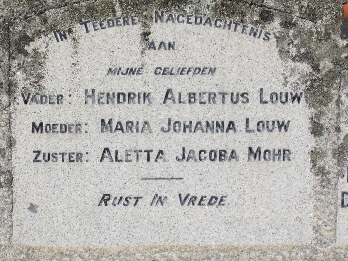 LOUW Hendrik Albertus &amp; Maria Johanna :: MOHR Aletta Jacoba