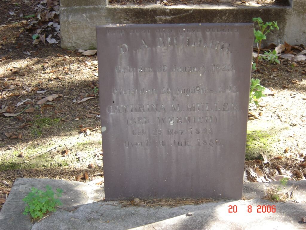 MULLER D.A. 1823-1873 &amp; Cathrina M. WERNICH 1823-188?