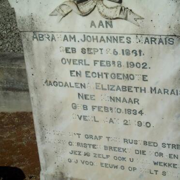 MARAIS Abraham Johannes 1831-1902 &amp; Magdalena Elizabeth MINNAAR 1834-1910