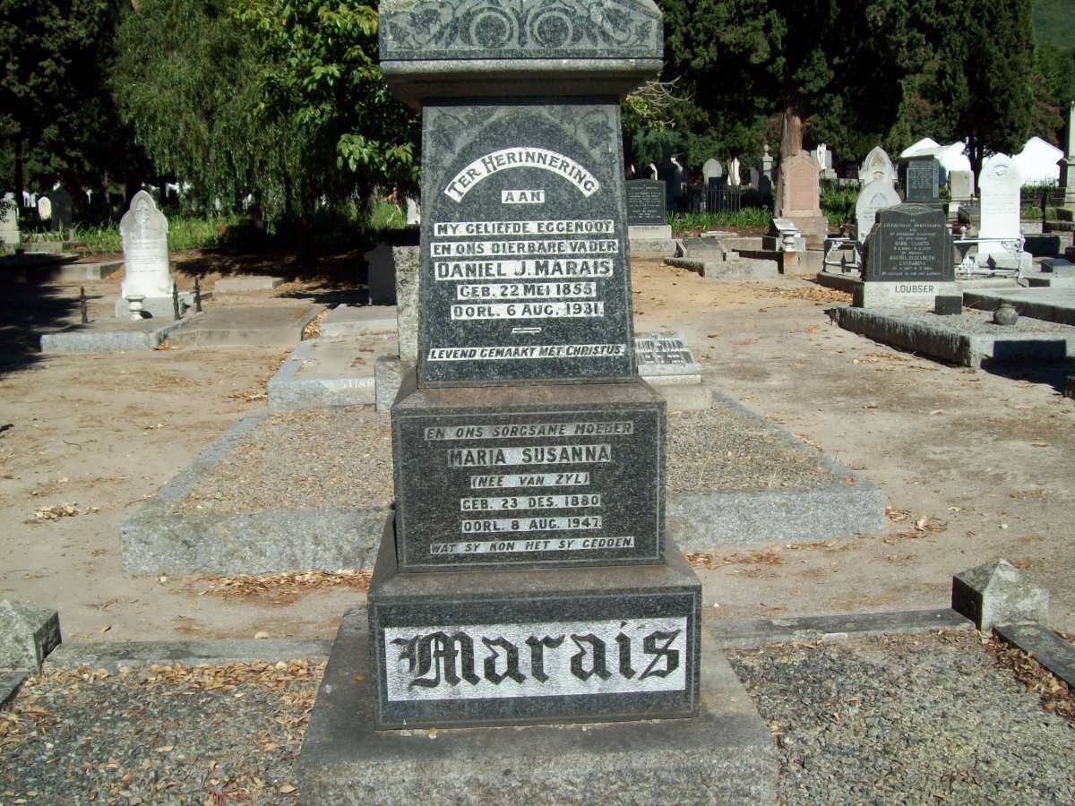 MARAIS Daniel J. 1855-1931 &amp; Maria Susanna VAN ZYL 1880-1947