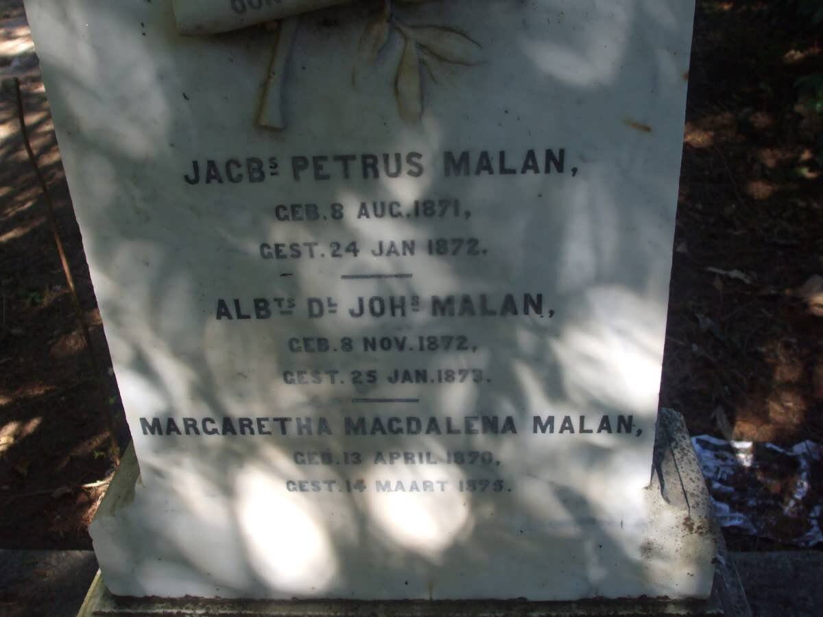 MALAN Jacbs. Petrus 1871-1872 :: MALAN Albts. Dl. Johannes 1872-1873 :: MALAN Margaretha Magdalena 1870-1875