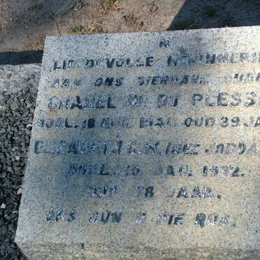 PLESSIS Charel W, du -1941 &amp; Elizabeth C.W. JORDAAN -1932