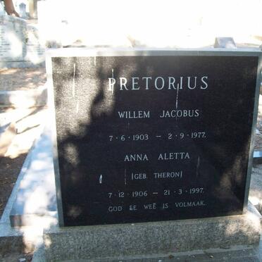 PRETORIUS Willem Jacobus 1903-1977 &amp; Anna Aletta THERON 1906-1997