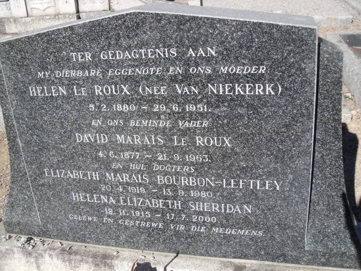 ROUX le :: VAN NIEKERK :: SHERIDAN :: BOURBON-LEFTLEY