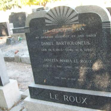 ROUX Daniel Bartholomeus, le 1903-1953 &amp; Janetta Maria 1911-2000