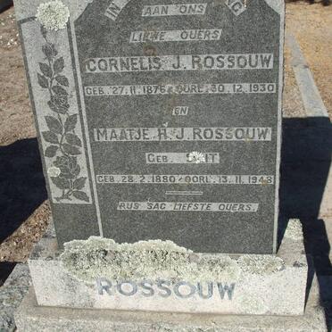 ROSSOUW Cornelis J. 1876-1930 &amp; Maatje H.J. SMIT 1880-1948