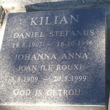 KILIAN Daniel Stefanus 1907-1996 &amp; Johanna Anna LE ROUX 1909-1999