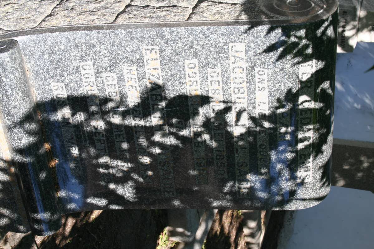 SADIE Jacobus J.V.L. 1850-1914 &amp; Elizabeth M. REDELINGHUYS 1857-1929