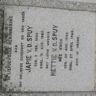 SPUY Japie, v.d. 1892-1965 &amp; Hettie KOCH 1888-1966
