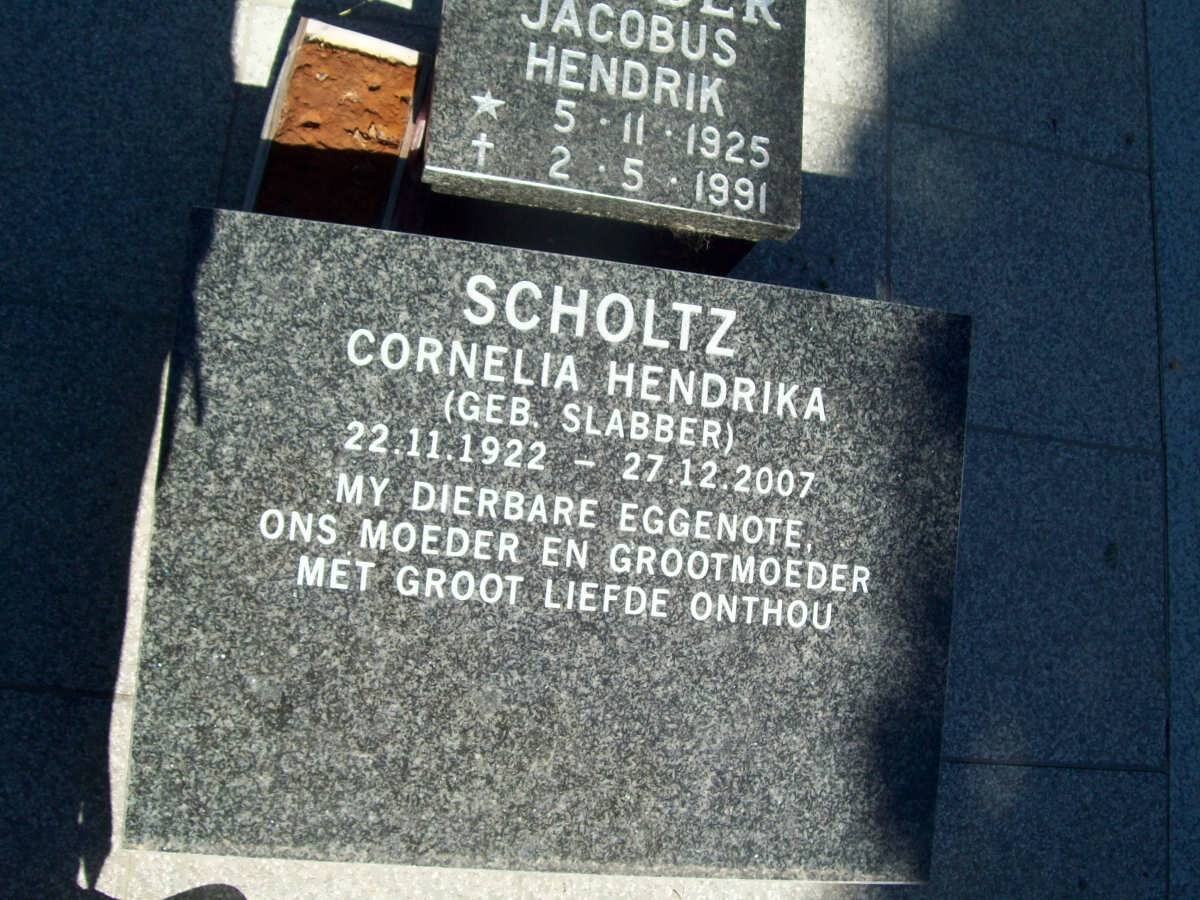 SCHOLTZ Cornelia Hendrika nee SLABBER 1922-2007
