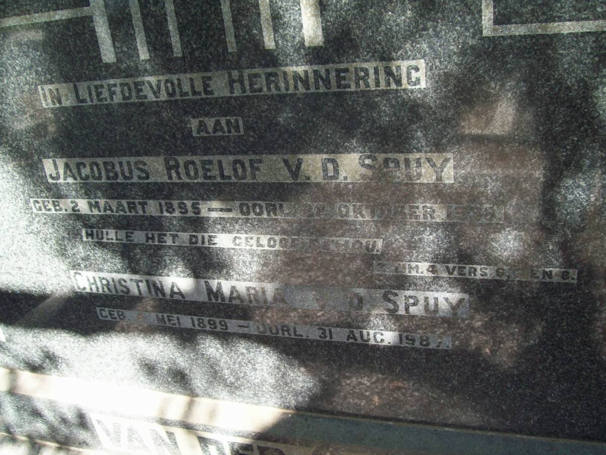 SPUY Jacobus Roelof, van der 1895-1938 &amp; Christina Maria 1899-1987