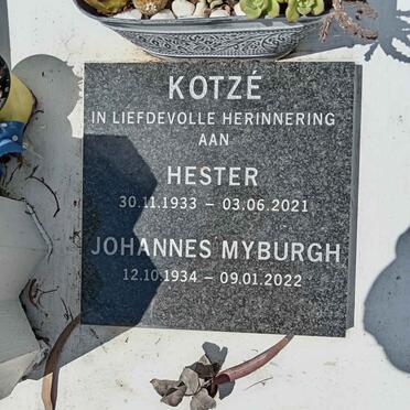 KOTZE Hester 1933-2021 &amp; Johannes Myburgh 1934-2022